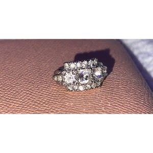 Silver Diamond Ring 3 Layers Studed Size 6 Women’s Ring Mens Ring